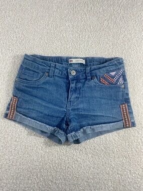 Levi's Blue Denim Shorts with Multicolor Embroidery Gil’s 14 reg